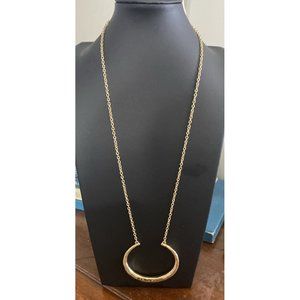 Banana Republic Gold Tone Chain Horse Shoe Crescent Hammered Necklace